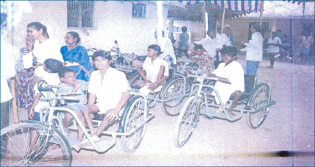 Distribution of Tri Cycles for polio affected persons at Yanam