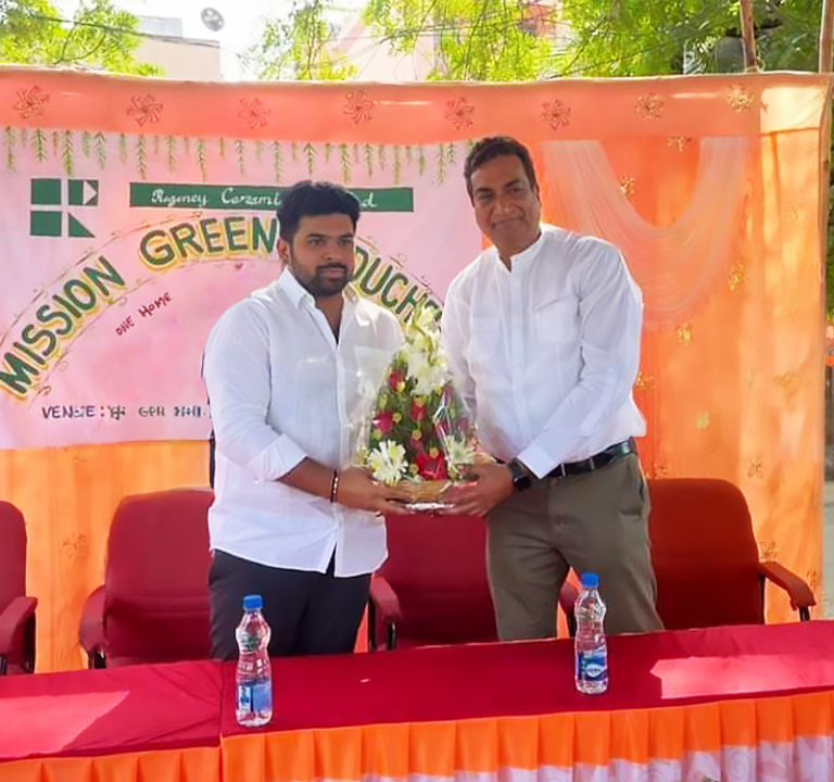 Satyendra Prasad, Managing Director of Regency Ceramics at the inaugural tree plantation ceremony with Mr. Ashok Gollapalli, Yanam MLA